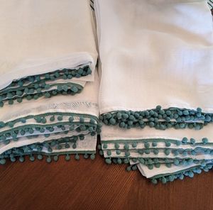 Accents - 4 Piece Sheer Curtain Panels with Pom-Poms Accents - 4 Piece Sheer Curtain Panels with Pom-Poms